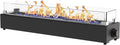 36-inch Table Top Propane Fire Pit, 40,000 BTU Tabletop Firepit for Patio, Outdoor Portable Rectangular Fire Bowl w/Wind Glass Shield, Glass Rocks - Black