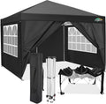 COBIZI 10x10 Pop up Canopy Tent Protable Canopy Tent with 4 Sidewalls Waterproof Commercial Instant Shelter for Parties, Wedding, Courtyard with Carry Bag(10x10FT with 4 Sides, Black)