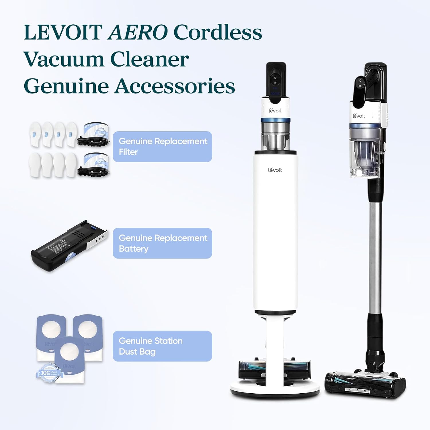 Levoit AERO Cordless Vacuum Cleaner Replacement Battery, 2500mAh, Up to 70 Minutes Runtime