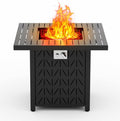 Dineli 28-Inch Square Propane Fire Pit Firepits for Outside Patio Fire Pit Table, Gas Fire Pits with Adjustable Feet, Tabletop Fire Pits for Backyard Deck Balcony, 50,000 BTU, Leaf Pattern - Black