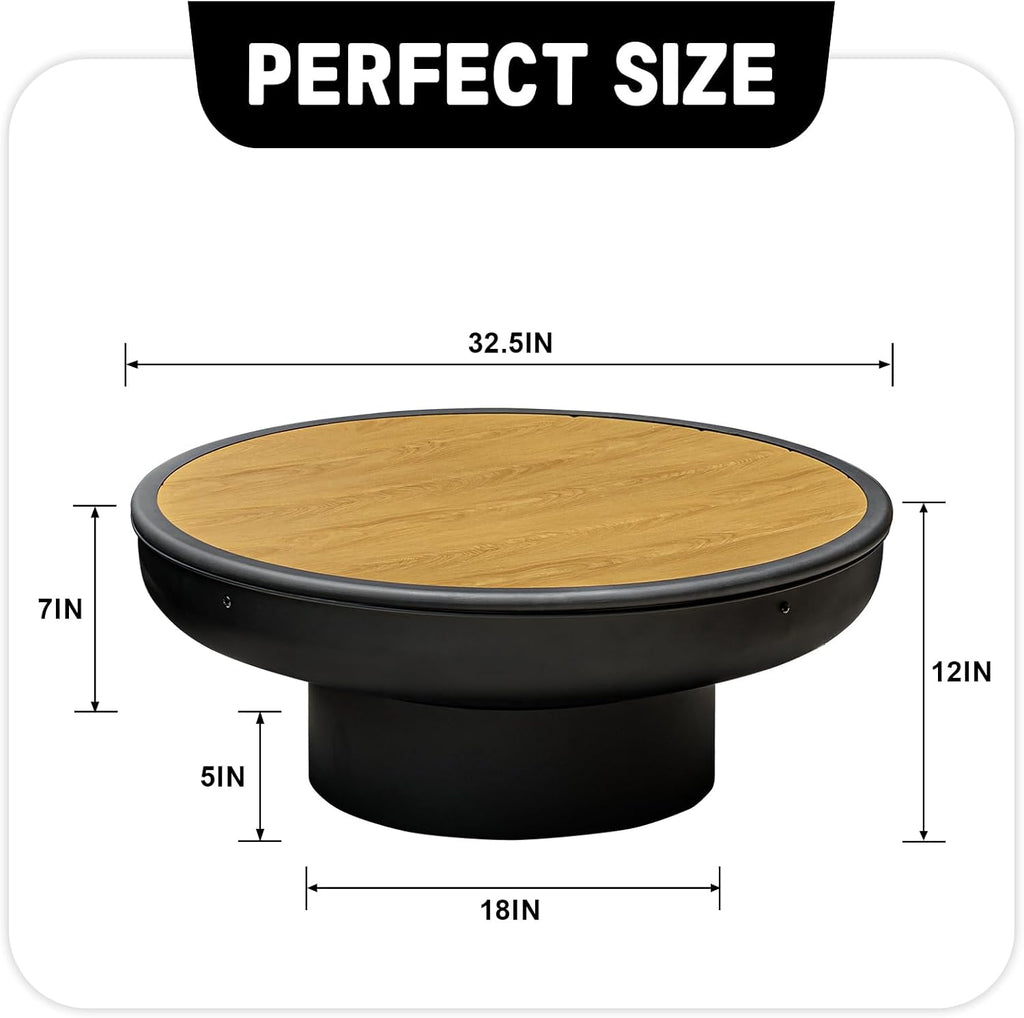 Panovue 32in Fire Pit Table with Lid,Heavy Duty and Deep Fire Bowl,Outdoor Wood Burning BBQ Grill Firepit Bowl with Cover Lid, Fire Pit for Outside Table for Backyard Bonfire Patio Picnic