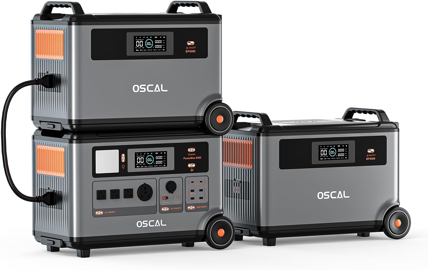 OSCAL 10.8KWh PowerMax 6000,120V/240V solar generator, 6000w AC Output (9000W Surge),Solar Generator for Home Backup, Emergency, Outdoor Camping