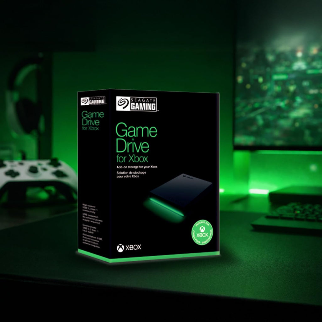 Seagate Game Drive for Xbox 2 TB External Hard Drive Portable HDD - USB 3.2 Gen 1, Black with built-in green LED bar, Xbox Certified, 3 year Rescue Services (STKX2000400)