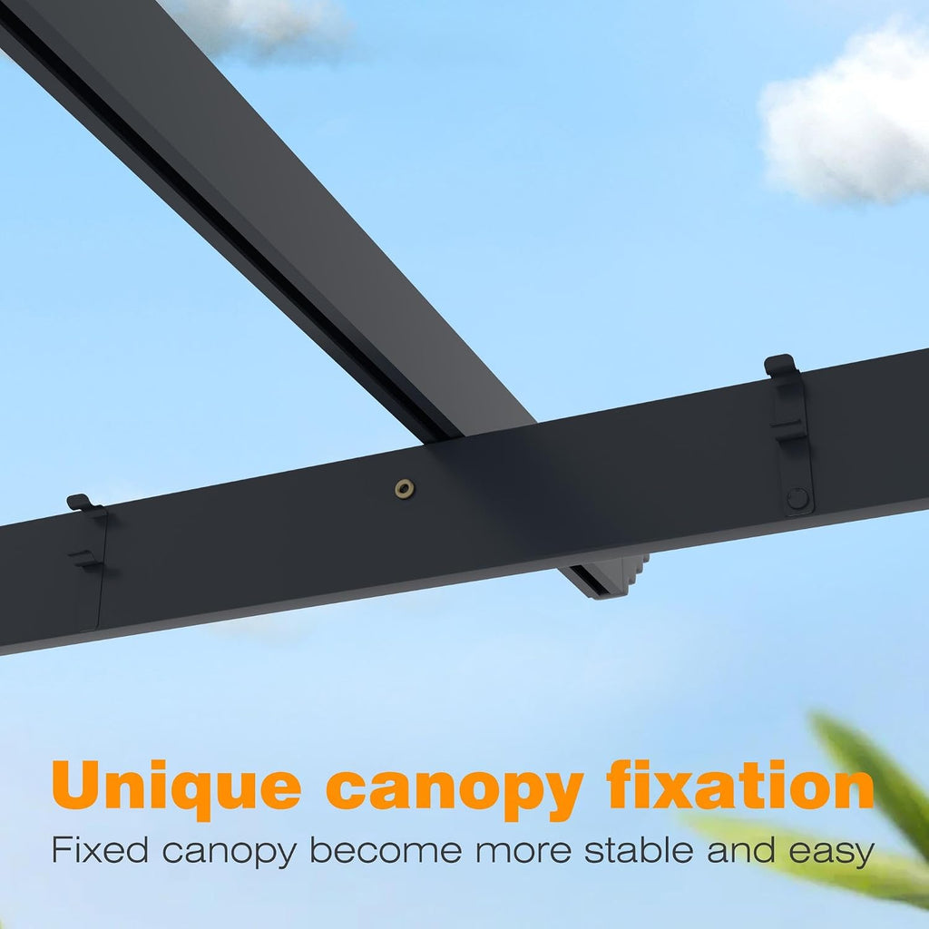 MUPATER 10' X 13' Outdoor Pergola, Aluminum Pergola Patio with Weather-Resistant Canopy, Retractable Canpoy for Backyard Deck Garden, Grey