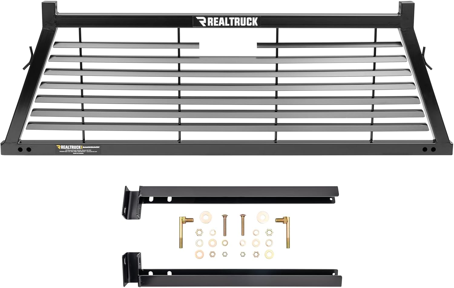 RealTruck Backrack Louvered Rack Frame + Hardware Kit for use w/ 31' Toolbox, Combo | No Drill, Black | 12700 & 30201TB31 | Fits 1999-2016 Ford F-250/F-350/F-450