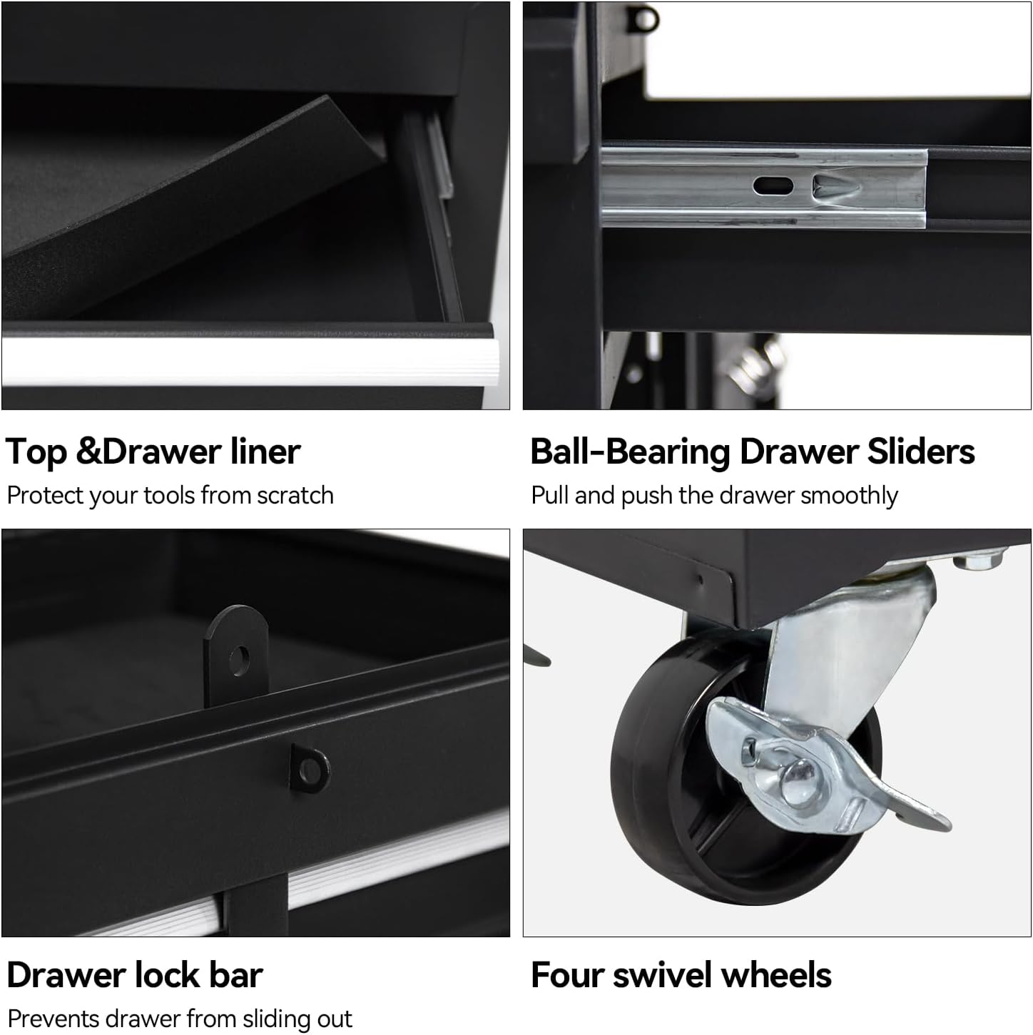 5-Drawer Rolling Tool Chest, High Capacity, Adjustable Shelf, Lockable Drawers, Detachable 2 in 1 Mechanic Tool Box Storage Cabinet with Wheels for Garage Workshop Warehouse Repair Shop