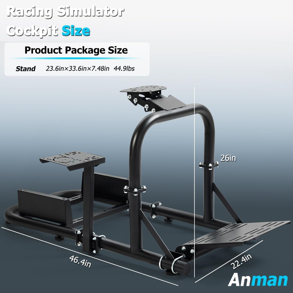 Anman Adjustable Racing Gaming Simulator Cockpit PRO, Driving Simulator Stand Fits for Logitech Thrustmaster Fanatec G25 G27 G29 G923 G920, T300RS TX PC PS4 Xbox,NOT Include Wheel Shifter Pedals Seat
