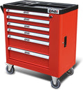 DNA Motoring 6-Drawer Rolling Tools Chest, Rolling Tool Storage Cabinet, Heavy Duty Mechanic Tool Cart, Trolley Organizer for Garage, Warehouse, Workshop, w/Keys, Red, Upgrade Package, TOOLS-10002