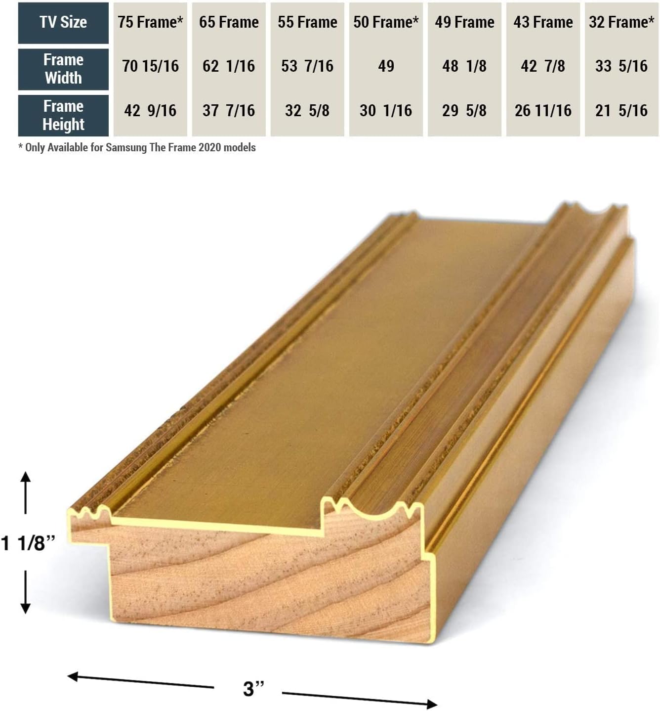 Antique Gold 43' Premiere Deco TV Frame - Compatible ONLY with Samsung The Frame TVs (Fits 2021-2026, LS03A, LS03B, LS03C, LS03D, LS03FA)