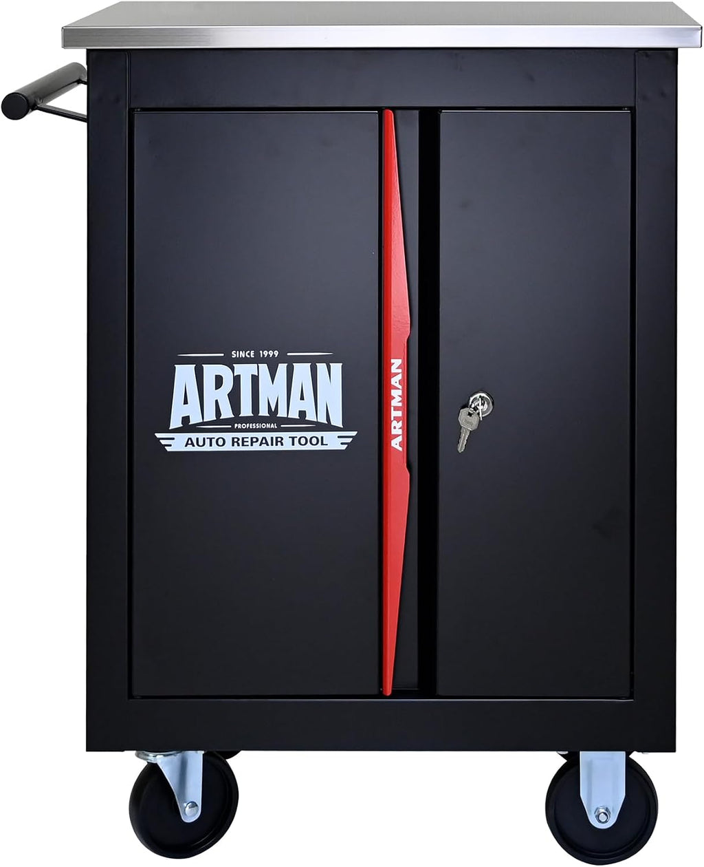 Double Door Rolling Tool Chest Cart.Movable and Lockable Partition with Lock Multi-Functional Hardware Storage Tool Car Auto Repair Locker.Tool Storage Cart for Garage,Workshop,Warehouse