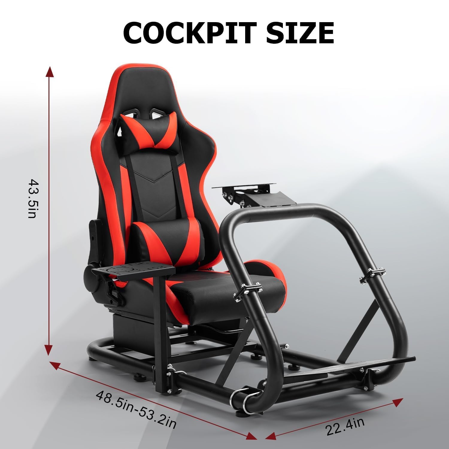 Marada Racing Sim Cockpit Stand with comfortable Seat Fit for Logitech G27 G923 G920,for Thrustmaster, Large Round Tube&Adjustable Professional Driving Race Mount,Wheel Pedal Handbrake Not Included