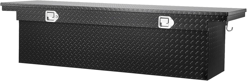 VEVOR Crossover Truck Tool Box, 71x27x18 In, Heavy Duty Aluminum Toolbox with Diamond Texture, Pick Up Truck Bed RV Trailer Toolbox, Waterproof Storage Organizer with Lock, Keys, Side Handles, Black