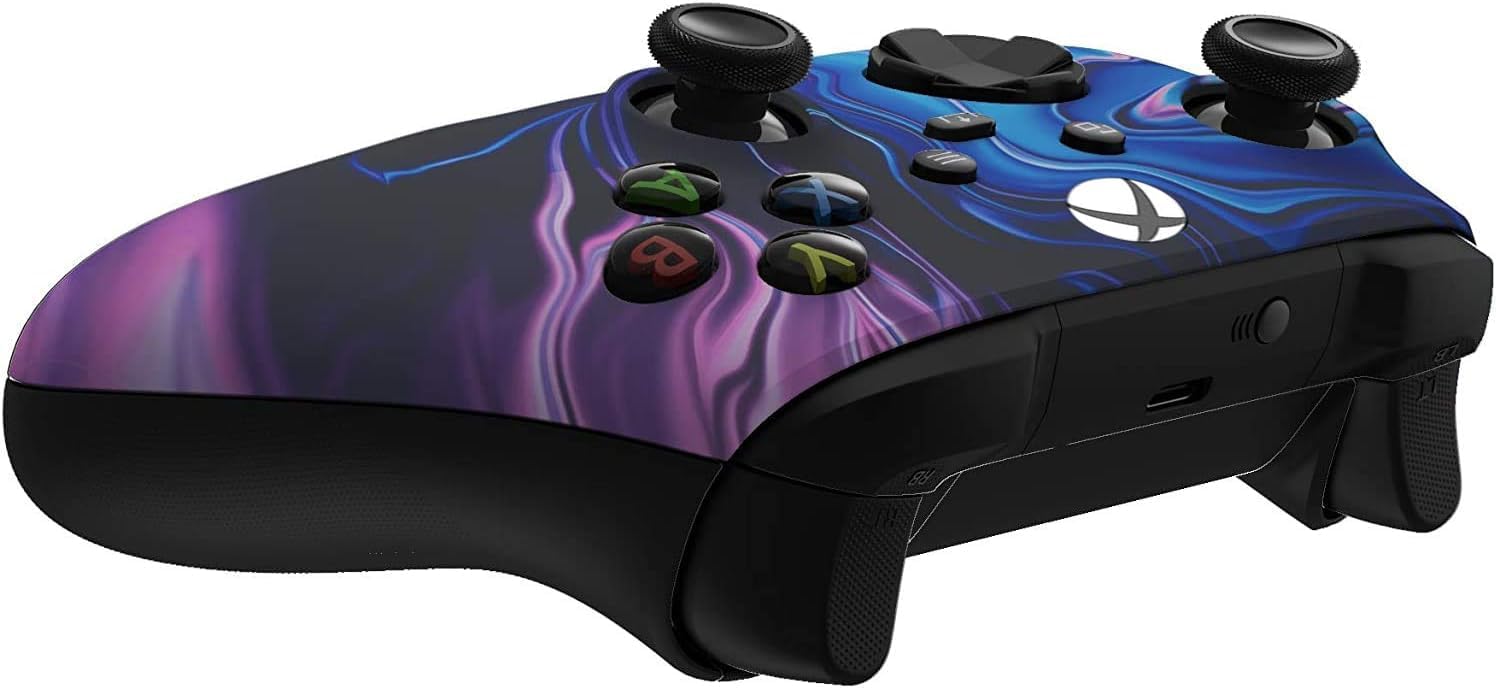 Custom Controllerzz Wireless Controller for Microsoft Xbox Series X/S & Xbox One - Custom Soft Touch Feel - Custom Xbox Series X/S Controller (X/S Blue & Purple Swirl)