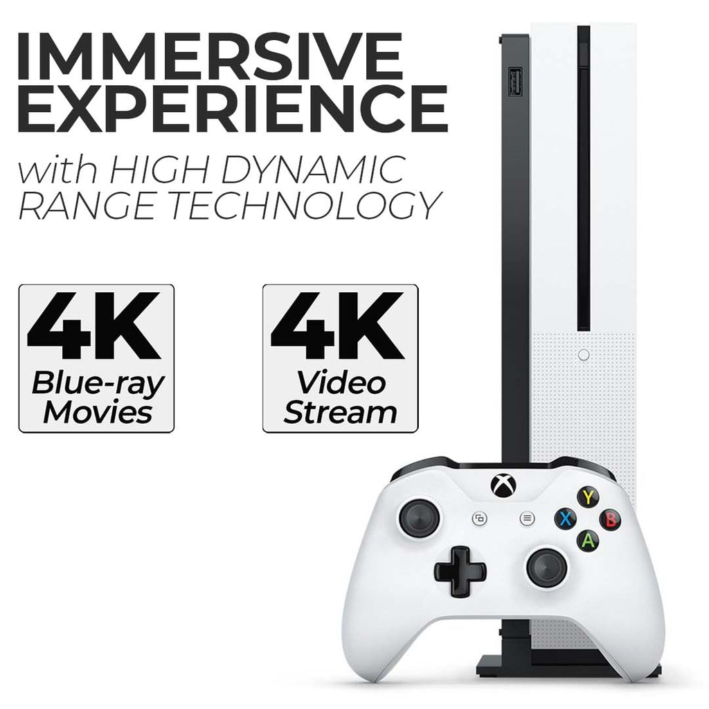 Zeust Xbox One S 512GB Console Bundle - Includes the Xbox One S 500 GB Console White, 1 Wireless Controller, HDMI Cable, and Microfiber Cloth - Compact Digital Gaming Kit (Renewed)