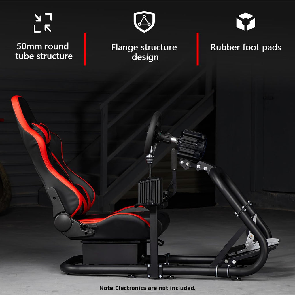 Dardoo G29 Racing Simulator Cockpit with Seat Fit for Thrustmaster T300RS, for Logitech G25 G27 G920 G923, for Fanatec, Ultra-Sturdy Alloy Steel Steering Wheel Stand,Without Wheel,Pedal & Handbrake