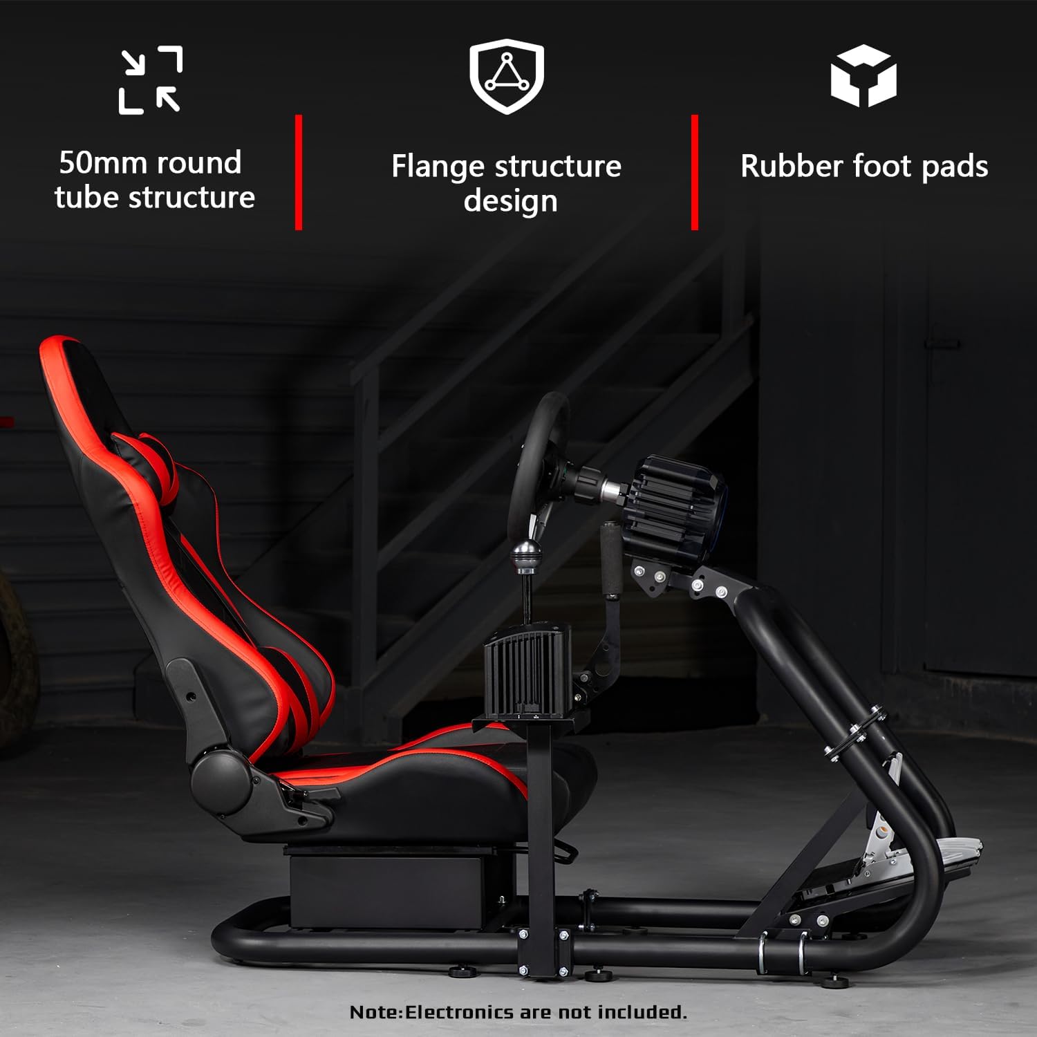 Dardoo G29 Racing Simulator Cockpit with Seat Fit for Thrustmaster T300RS, for Logitech G25 G27 G920 G923, for Fanatec, Ultra-Sturdy Alloy Steel Steering Wheel Stand,Without Wheel,Pedal & Handbrake