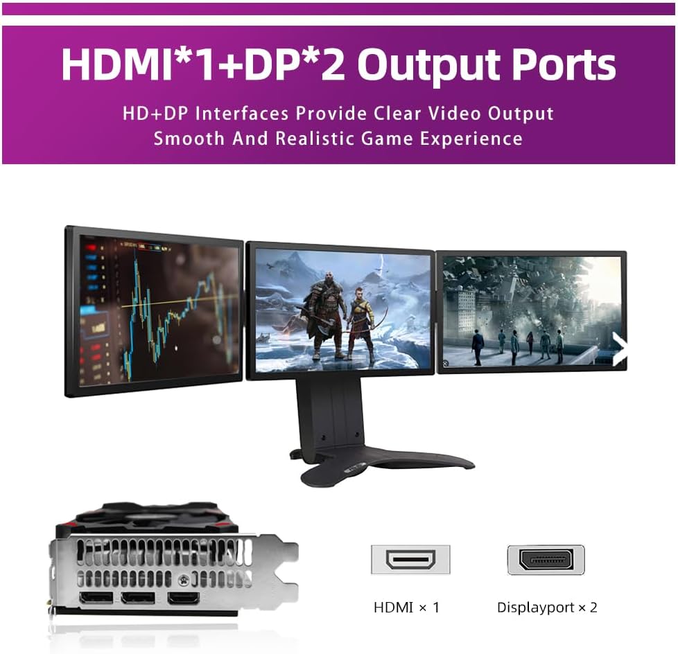 Kelinx AISURIX RX 580 Graphics Card, 2048SP, Real 8GB, GDDR5, 256 Bit, Pc Gaming Video Card, 2XDP, HDMI, PCI Express 3.0 with Freeze Fan Stop for Desktop Computer Gaming Gpu