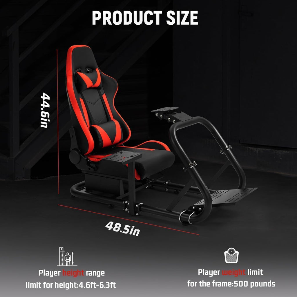 Dardoo G29 Racing Simulator Cockpit with Seat Fit for Thrustmaster T300RS, for Logitech G25 G27 G920 G923, for Fanatec, Ultra-Sturdy Alloy Steel Steering Wheel Stand,Without Wheel,Pedal & Handbrake
