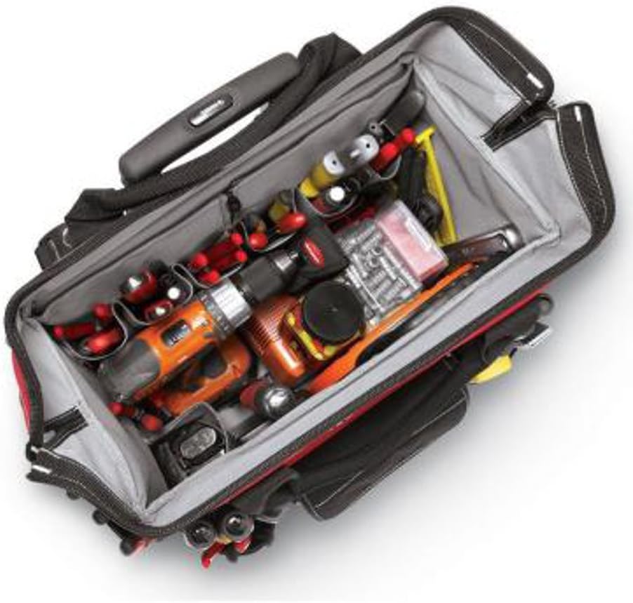 Husky GP-43196N13 18' 600-Denier Red Water Resistant Contractor's Rolling Tool Tote Bag with Telescoping Handle