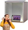 Desktop Soundproof Cover, 80*80*80CM Portable Soundproof Booth Recording Vocal Booth Box Isolation Shield for Microphone Recording Equipment Podcasts Singing Gaming and Broadcasting ( Color : Gray )