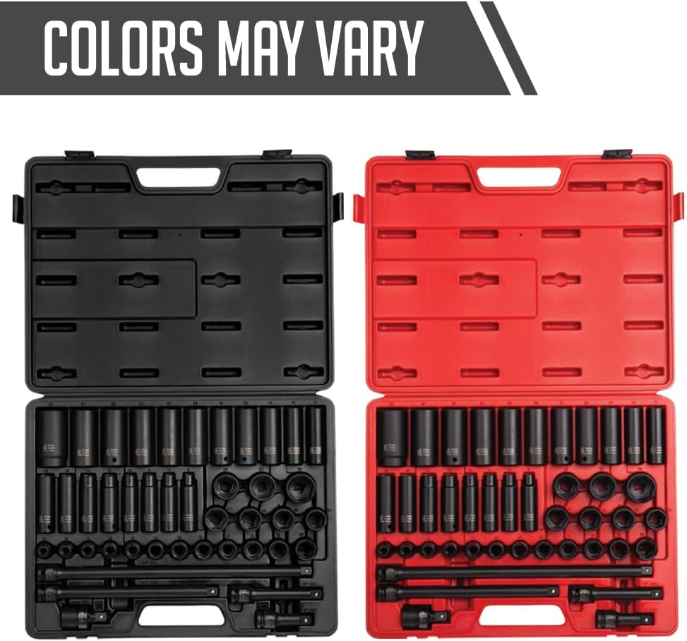 Sunex 2569, 1/2' Drive Master Impact Socket Set, 43Piece, Metric, 9mm - 30mm, Standard/Deep, Cr-Mo Alloy Steel, Radius Corner Design, Heavy Duty Storage Case, Universal Joint & Impact Extensions