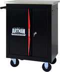 1 Cabinet Tool Cart on Wheels with Stainless Steel Worktop, Heavy Duty Mobile Rolling Drawer Tool Chest with Locking Wheels & Lockable Drawers, Garage Tool Storage Cabinet (Black, 1 Cabinet)