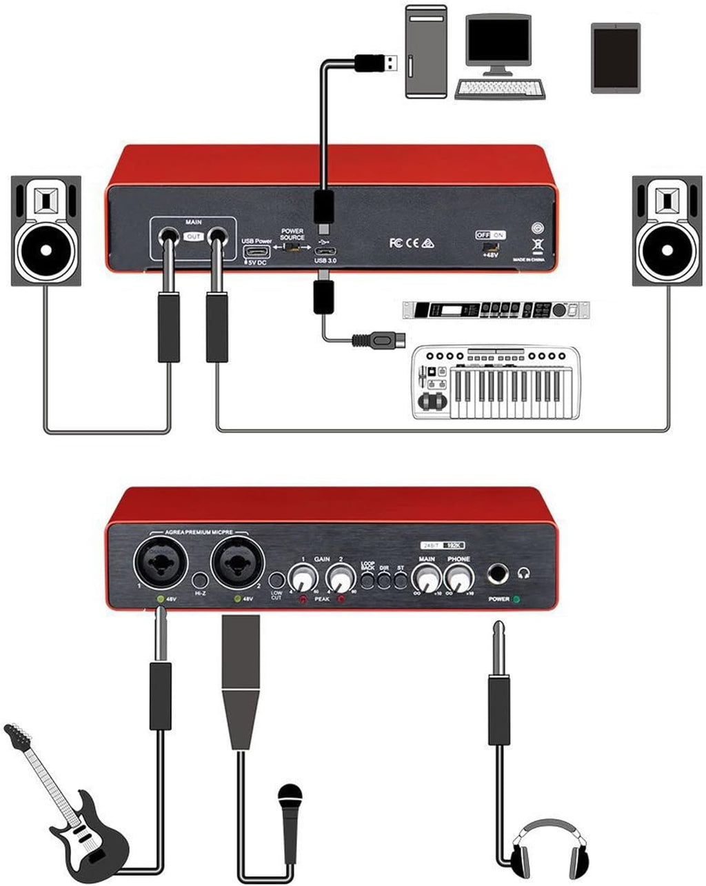 Live Sound Card USB Portable Voice Changer Sound Mixer Board Audio Interface DJ Mixer Sound Audio Mixer Board Podcast Equipment Guitar Voice Changer for Streaming Podcasting Gaming