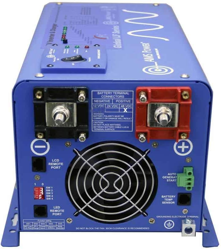 AIMS Power 4000 Watt 48 VDC Pure Sine Inverter Charger 120 & 240VAC Split Phase Output 40A Charger 30A Transfer Switch PICOGLF40W48V240VS