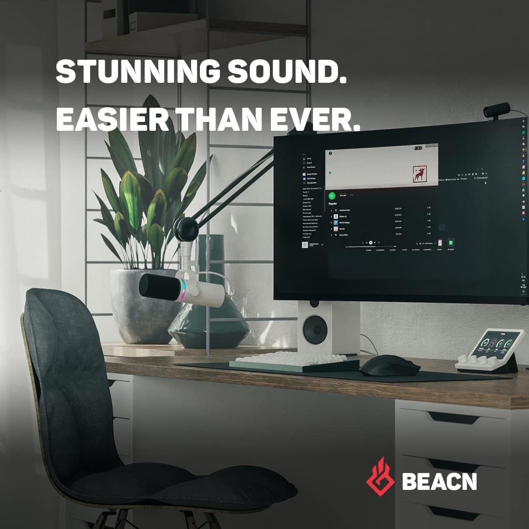 BEACN Light Dynamic USB Microphone for PC & Gaming – Broadcast-Grade Streaming, Podcast & YouTube Mic with RGB Lighting, Noise Rejection & Headphone Monitoring – USB C Mic for Twitch & Recording