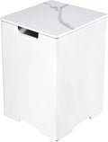 AMS Fireplace | Elementi Tall Square White Marble Propane Tank Cover | Concrete GFRC Base | Dimensions: 15.9 × 15.9 × 20.5 inches | Perfectly Complements Bianco, Athens, and Other Fire Pit Tables