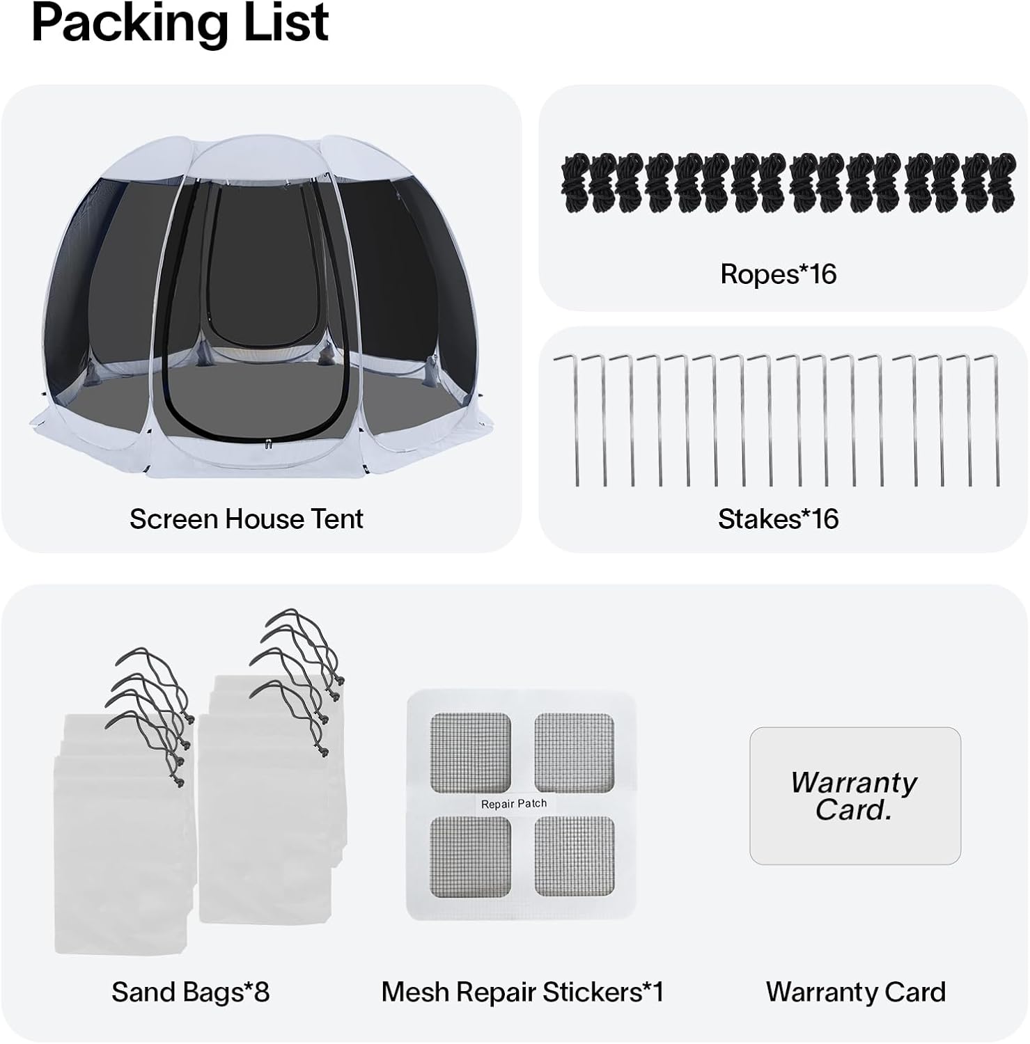 Alvantor 12'x12' Pop Up Screen House Tent, Instant Outdoor Gazebo with Mosquito Netting & UPF 50+ Sun Protection, Portable Canopy Shelter for Patio, Backyard, Camping (8-10 Person),Grey
