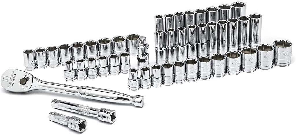 GEARWRENCH 49 Pc. 1/2' Drive 6 Pt. Socket Set, Standard/Deep, SAE/Metric - 80700D