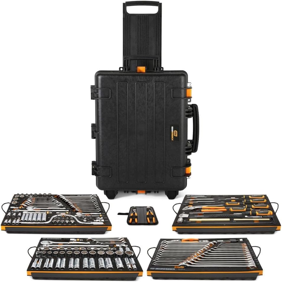 GEARWRENCH 185 Piece 1/4', 3/8', and 1/2' Drive GMTK Tool Kit in Foam Trays with Heavy-Duty Tool Carrier | GWGMTK185