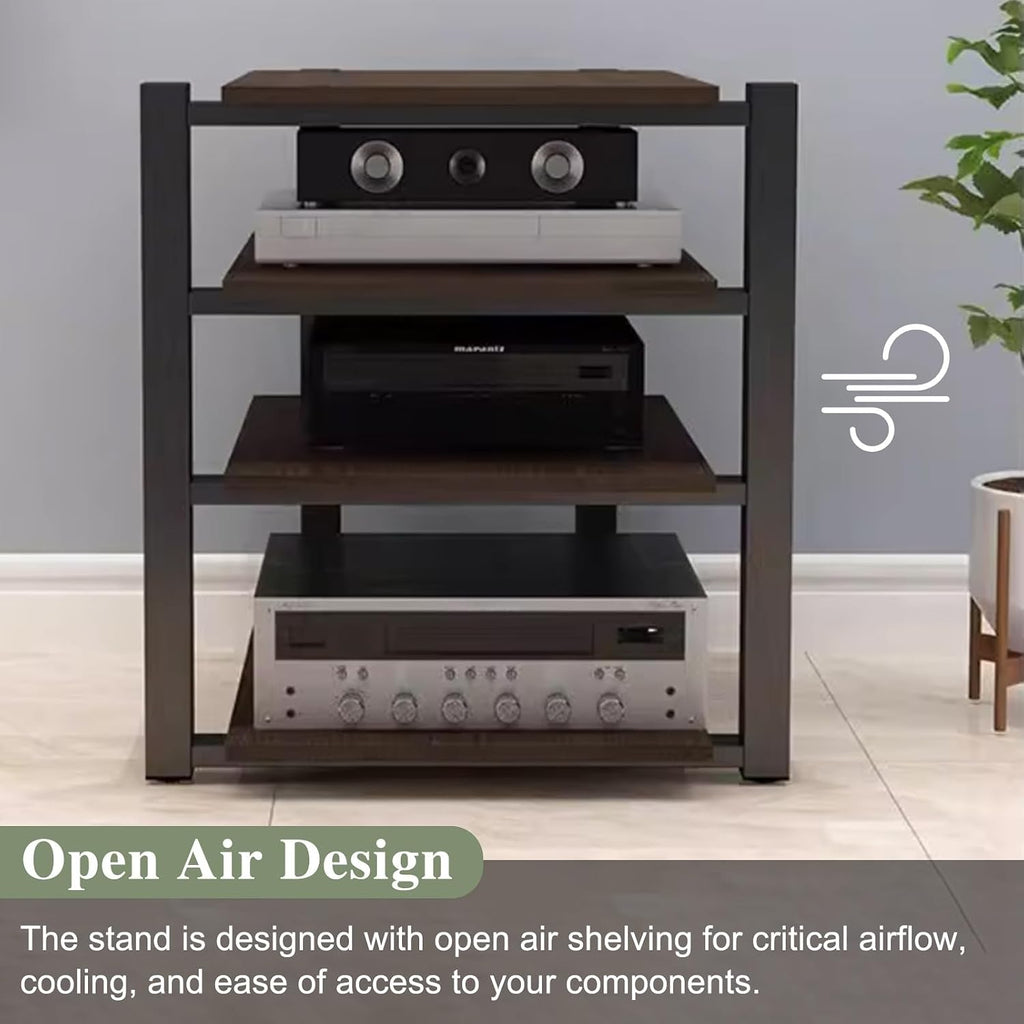 Audio Cabinet Rack Living Room Decorative AV Component Entertainment Stand, 4 Post Floor Gaming Console Shelves Cabinet, Heavy Duty Electronics Organizer for Ps4(Black,3 Tier)