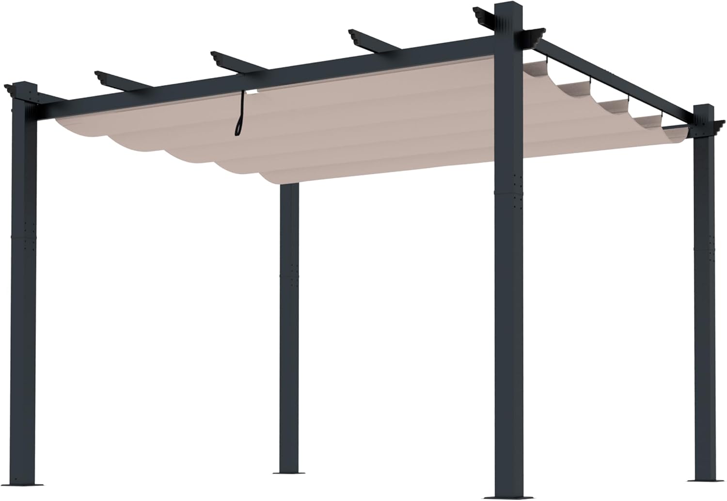MUPATER 10' X 10' Outdoor Pergola, Aluminum Canopy Patio with Weather-Resistant, Retractable Pergola for Backyard Deck Garden, Cream White