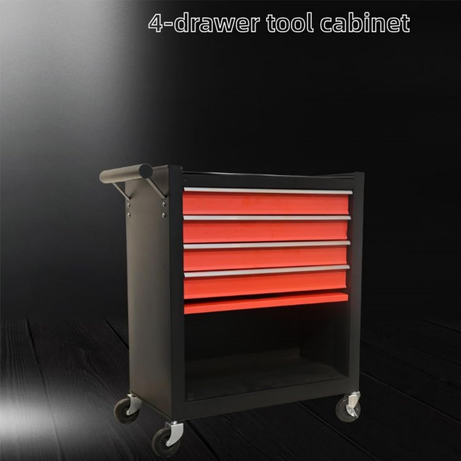 4 Drawers Rolling Tool Chest Cart. Tool Storage Cabinet with 4 Wheels.Tool Cabinet Trolley with Locking System and Drawer Liners.Tool Storage Cart for Garage,Workshop.Toolbox Cart-Red Black Plus