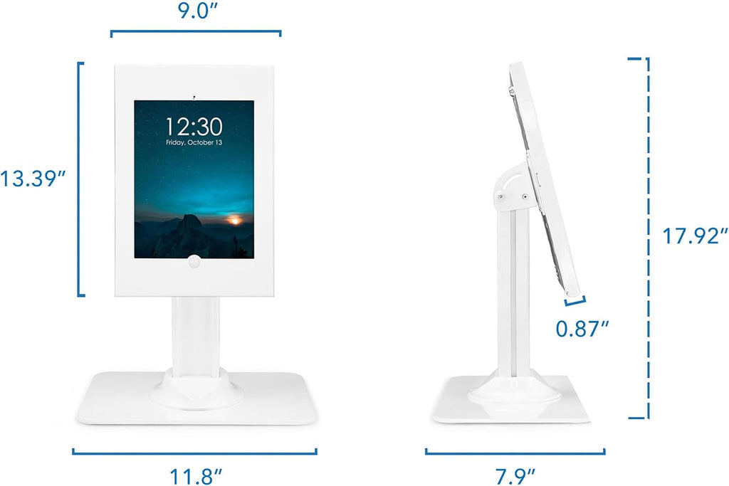 Mount-It! iPad Kiosk Stand, Anti-Theft Locking Countertop Enclosure & 360° Rotating Base, Retail POS & Check-in Stand for iPad Pro, iPad Air & Gen 7–11 (A16), White