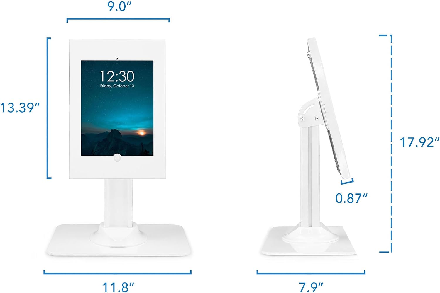 Mount-It! iPad Kiosk Stand, Anti-Theft Locking Countertop Enclosure & 360° Rotating Base, Retail POS & Check-in Stand for iPad Pro, iPad Air & Gen 7–11 (A16), White