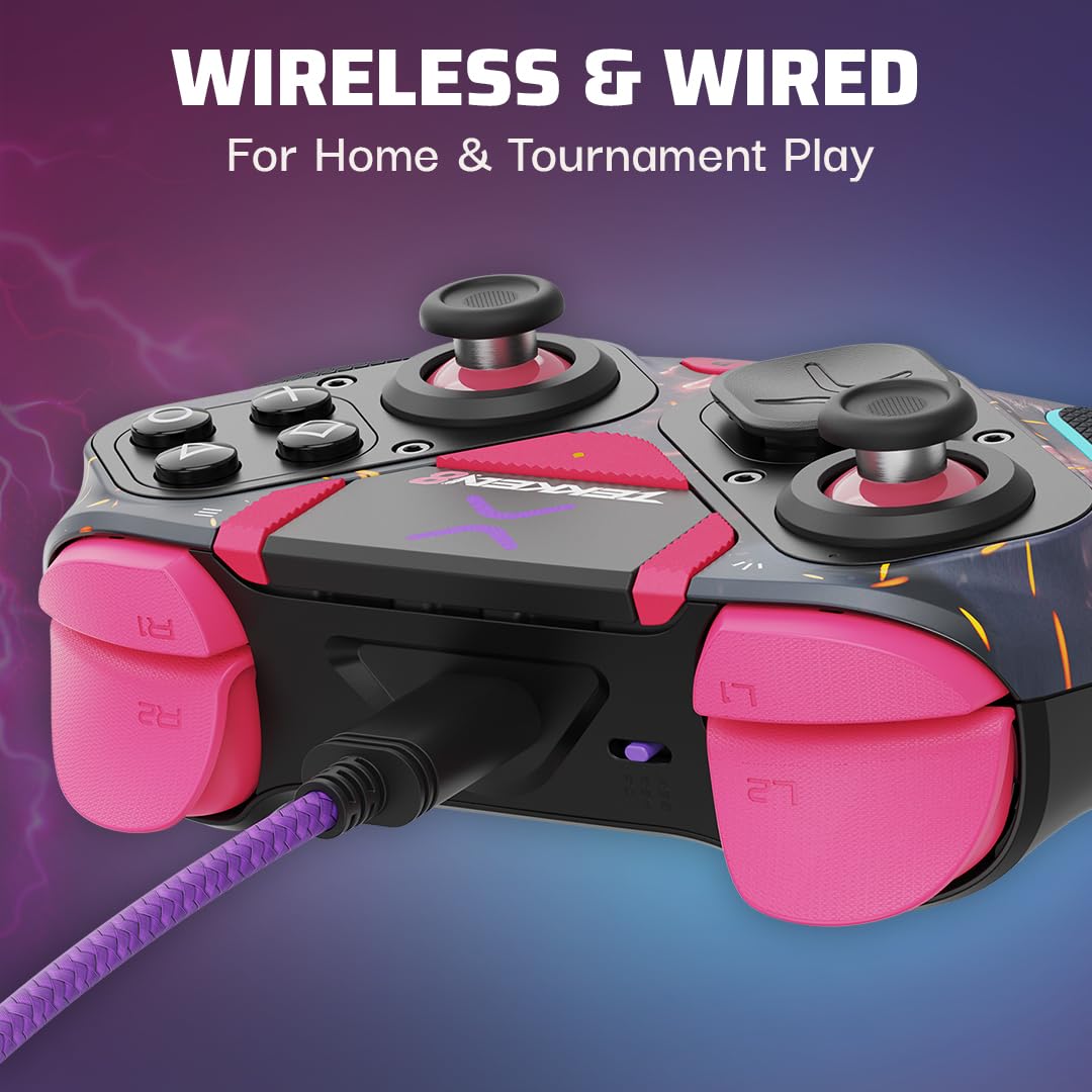 PDP Victrix Pro BFG Wireless Gaming Controller, Licensed for PlayStation, PS5/PS4/PC Gamepad, Sony 3D Audio, Modular Buttons/Triggers/Thumbstick, Customizable in App, Tekken 8 Rage Art Black/Pink/Teal