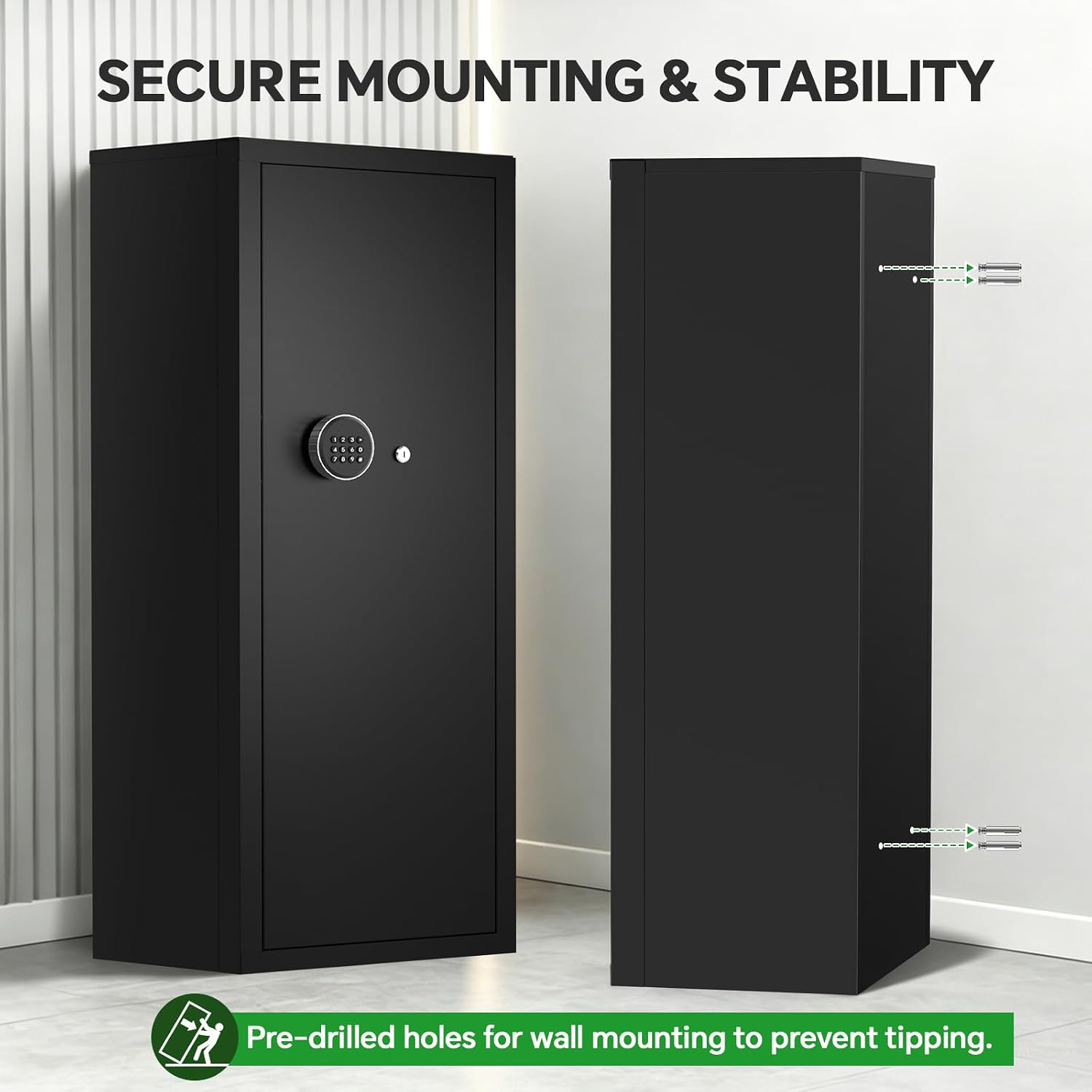 10-15 Gun Rifle Safe for Home Security, Gun Safe for Rifles and Pistols - Quick Access Digital Keypad | Easy Assembly Gun Safe with Adjustable Shelves (Fits Shotguns & Ammo)