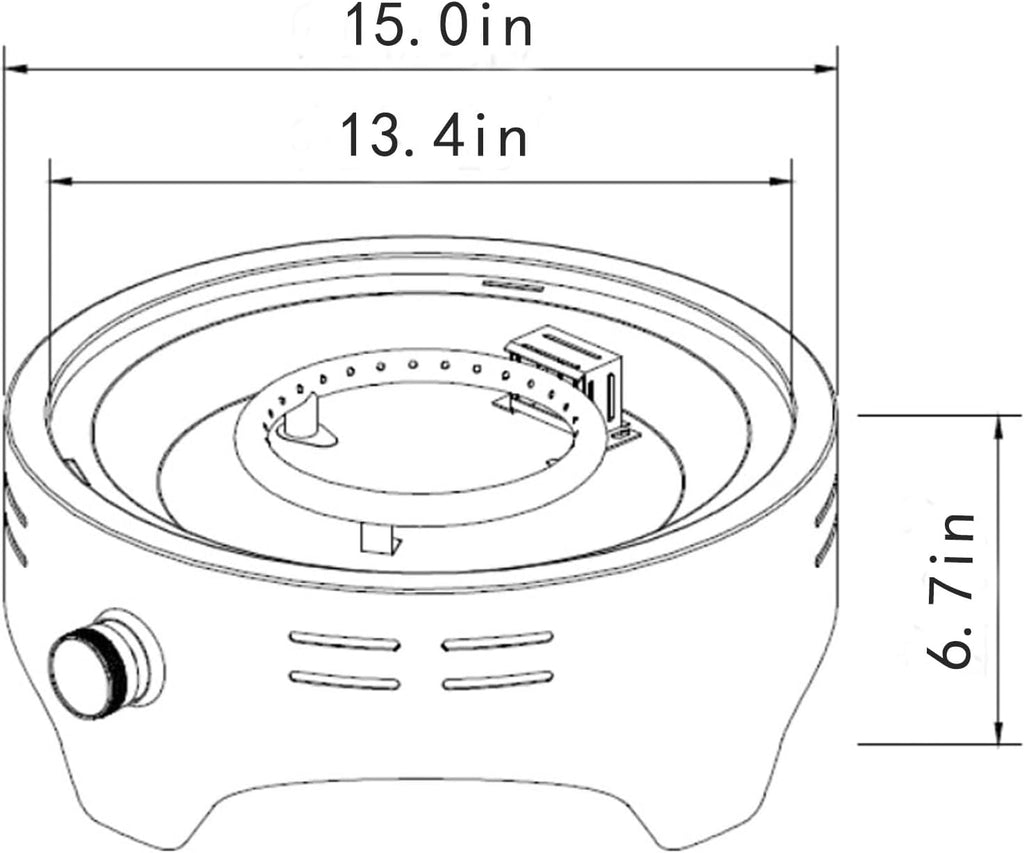 15' Outdoor Propane Tabletop Gas Fire,40000 BTU Round Steel Fire Pit for Outdoor Living Room Garden Balcony,Black