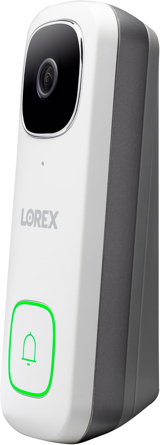 Lorex 2K Wired WiFi Smart Video Doorbell Camera | No Subscription Fee | 32GB MicroSD Card Included | Smart Security Lighting | Night Vision | Motion Detection | IP65 | Requires Existing Wiring | White