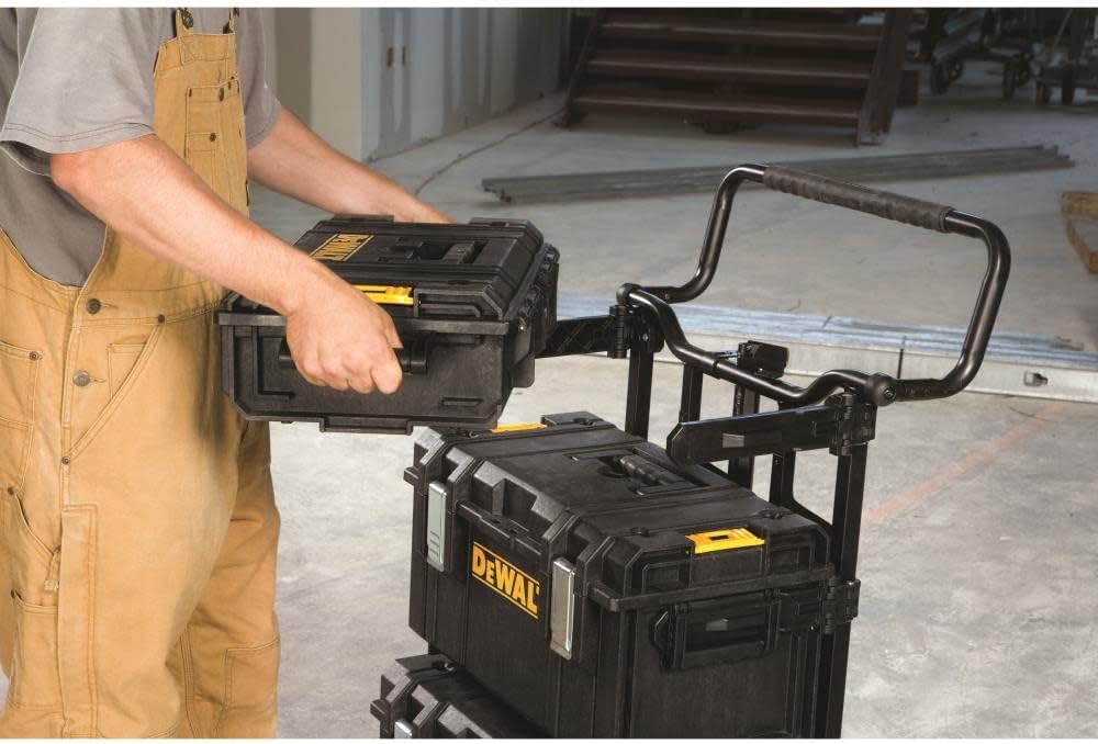 DEWALT Tough System Tool Box, 1-Compartment Organizer, Metal Latches, Water Resistant, 8 Storage Cups Included (DWST08201)