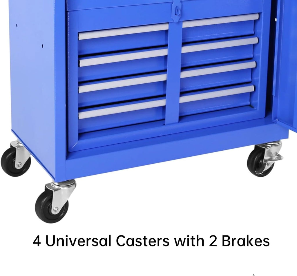 5 Drawer Tool Cart Rolling Tool Chest on Wheels Drawers Rolling Tool Box Organizer Drawer Liners Detachable Top with Locking System for Garage Workshop Warehouse Repair Shop Blue