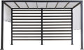 SUNJOY Outdoor Pergola 10 x 12 ft. Steel Pergolas with White Adjustable Shade and Privacy Screen for Backyard, Garden Activities