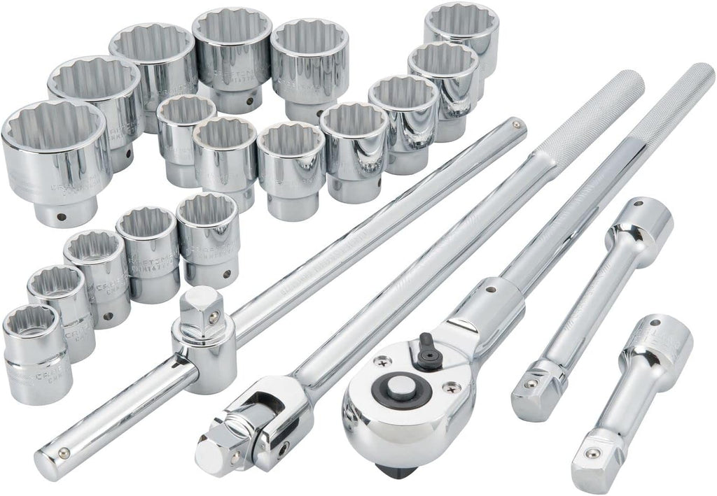 CRAFTSMAN Mechanics Tool Set, 3/4 Inch Drive, Ratchet, Sockets, Extension Bars, T-Handle, 22 Piece (CMMT17904)