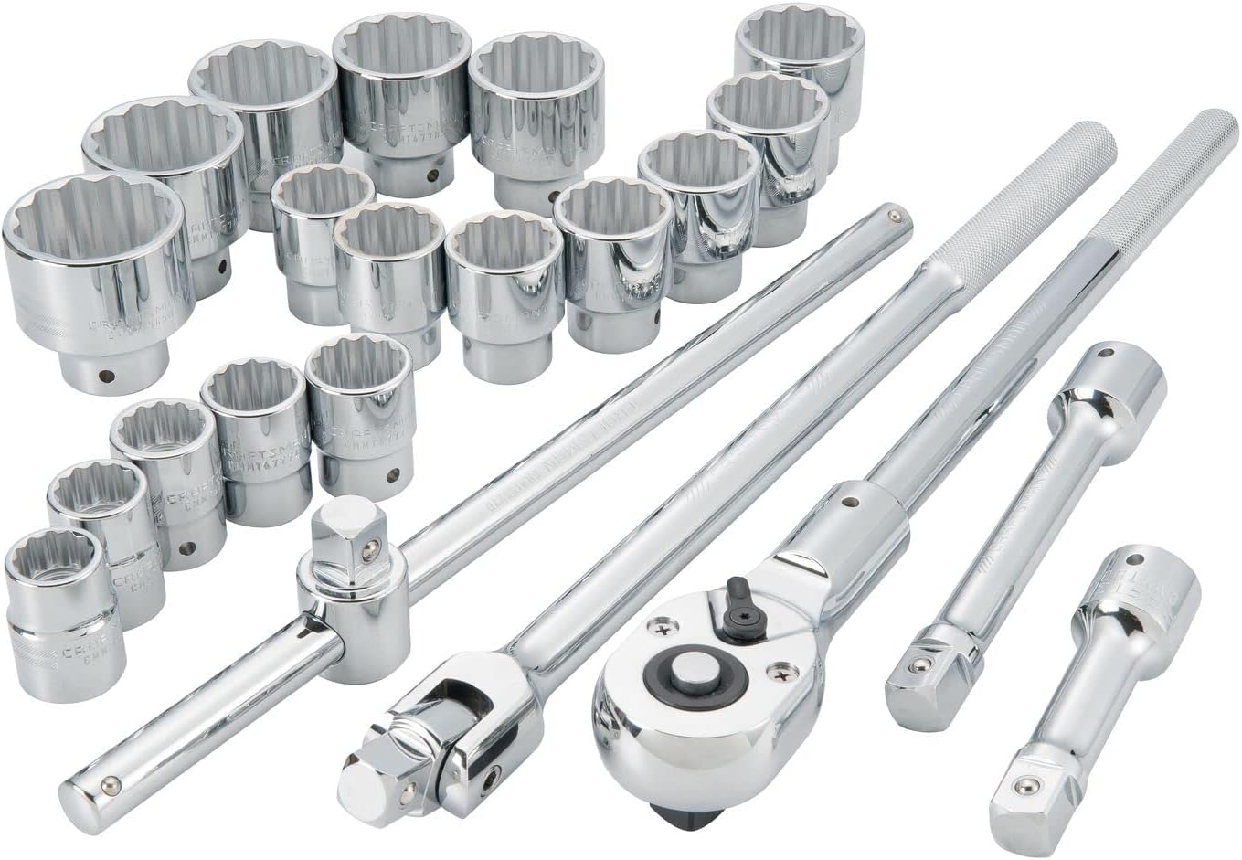 CRAFTSMAN Mechanics Tool Set, 3/4 Inch Drive, Ratchet, Sockets, Extension Bars, T-Handle, 22 Piece (CMMT17904)