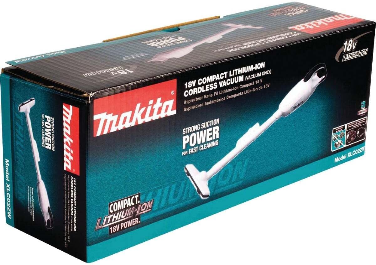Makita XLC02ZW 18V LXT Lithium-Ion Compact Cordless Vacuum, Tool Only, White
