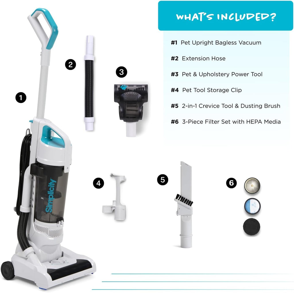 Pets Pro, Hard Floor and Carpet Vacuum Cleaners for Home Pet Hair, Upright, Bagless Lightweight, Powerful Suction in Homes with Dogs Plus Upholstery, Dust and Crevice Tools, SVPET