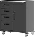 Mobile Tool Storage Cabinet with 4 Drawer and 1 Locking Doors,Heavy Duty Rolling Tool Cabinets for Garage,Metal Storage Cabinets Tool Cart on Wheels with Wheels,Assembly Required